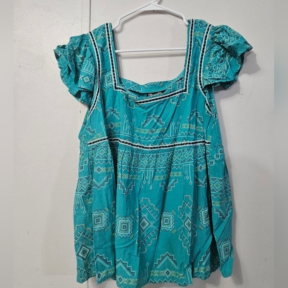 Wrangler Retro Teal Aztec Print Blouse!